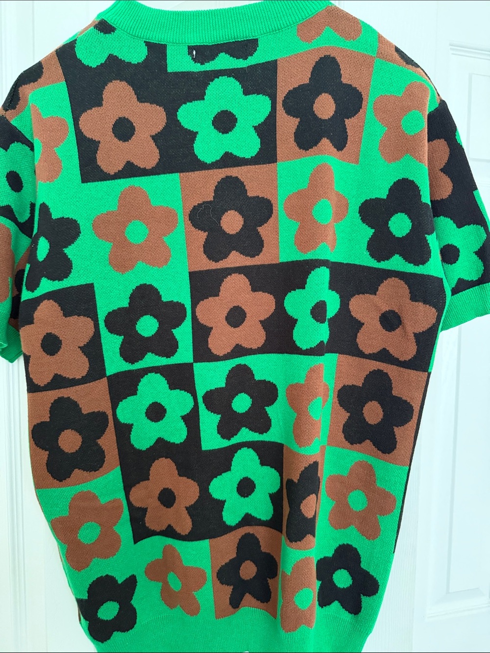 Men's Green Floral Check Short Sleeve Knit Tee - Picture 3 of 3